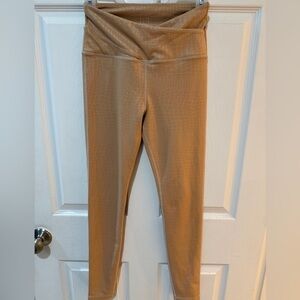 LLF Luxe Lady Fit Gold Tan metallic High-Waisted Leggings with Wide Waistband